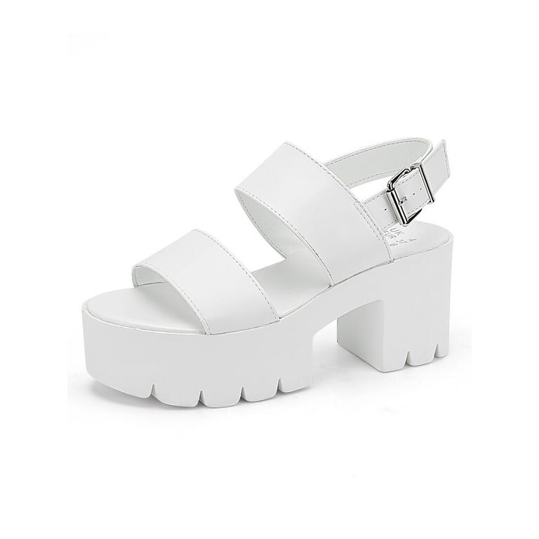 WOMEN READYSALTED Cleated Chunky Platform Sandals Open Toe Ankle Strap Heel  S11