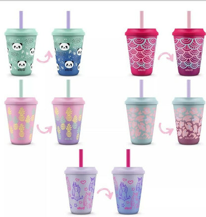 Ello Kids 12-Ounce Color Changing Tumblers with Lids & Straws 10 Pack New in Box