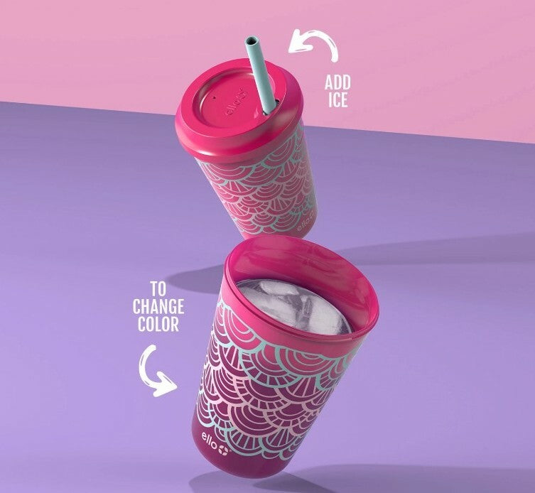 Ello Kids 12-Ounce Color Changing Tumblers with Lids & Straws 10 Pack New in Box