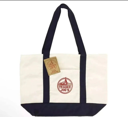 Trader Joe’s Canvas Tote Shopping Bag - LARGE CLASSIC NAVY BLUE - NEW TAGS US