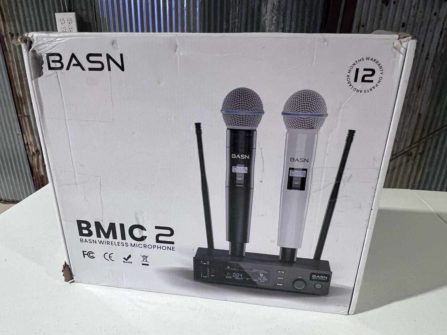 BASN UHF Dual Channel Wireless Microphone System, Handheld Mics for Stage