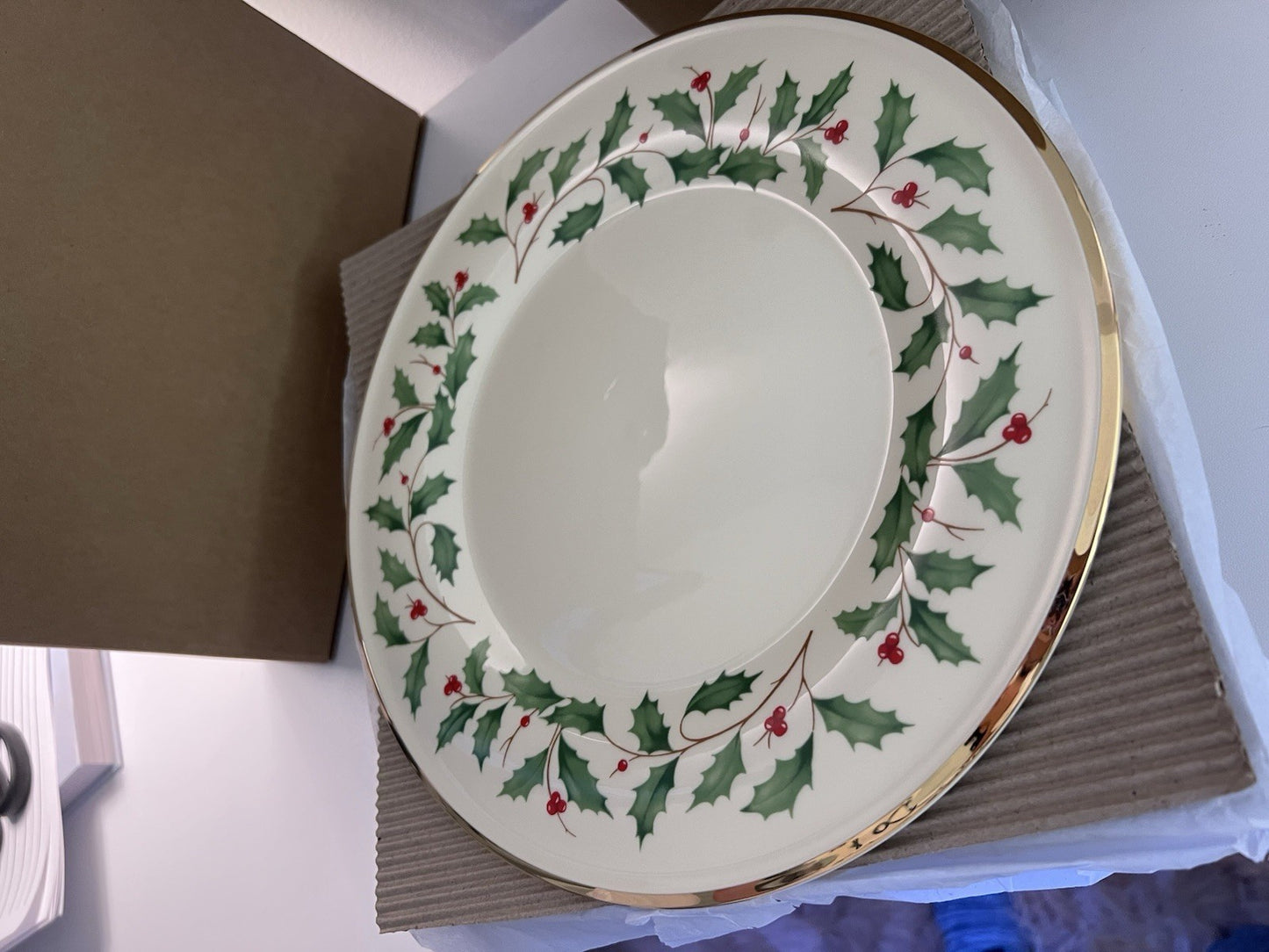 Lenox Plate Holiday Christmas Holly Porcelain 10.5" Dinnerplate 4pc  MSRP $78/pc