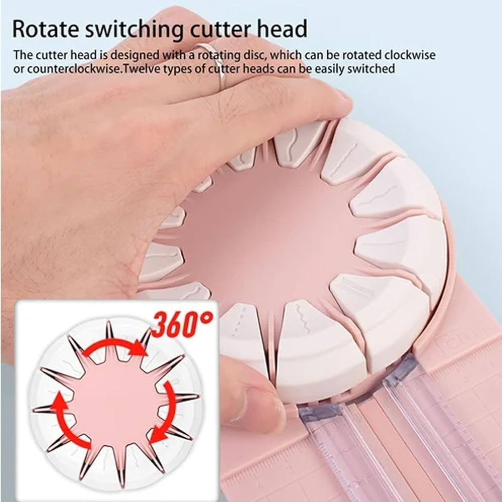 12 in 1 Edge Cutter for Paper Crafts Multifunctional Paper Card Cutter Pink