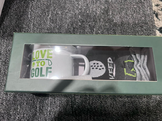 Golf Lover’s Gift Mug & Sock Set Crew Socks Men’s 10-13 - New in a Box 