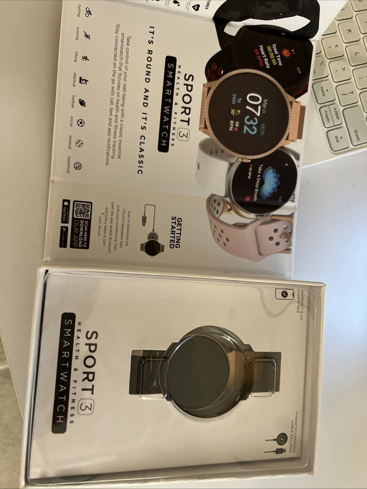 Itouch Sport 3 Smart Watch & Fitness Tracker, Women & Men, (43mm), Rosegold Mesh