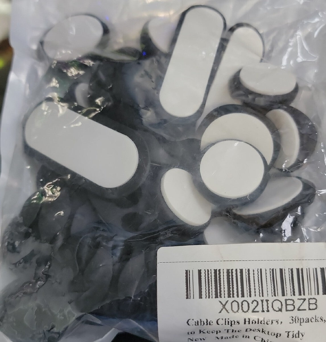 Cable Clips 30 Pack Black Adhesive Cord Holders Ideal Cords Management ...NEW