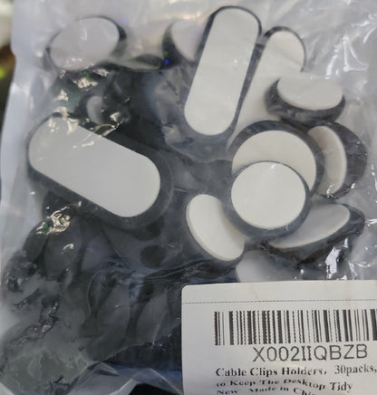 Cable Clips 30 Pack Black Adhesive Cord Holders Ideal Cords Management ...NEW