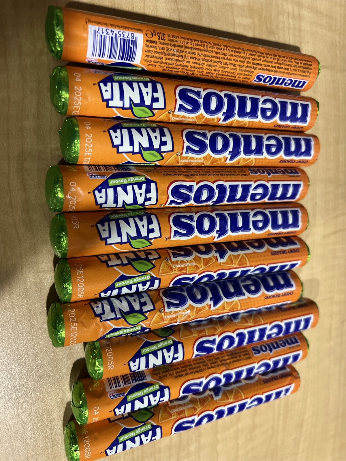 MENTOS FANTA ORANGE Flavor Chewy Dragees Candy Sweets 10-Pk (37.5g)