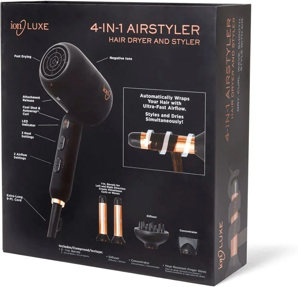 ion Luxe 4-in-1 Autowrap™ Airstyler -Interchangeable Hair Dryer & Curler 