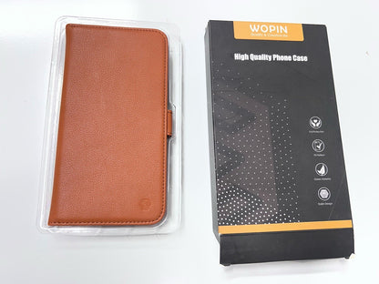 WOPIN Luxury Leather Flip Wallet Case For iPhone X Max (6.5") - Brown