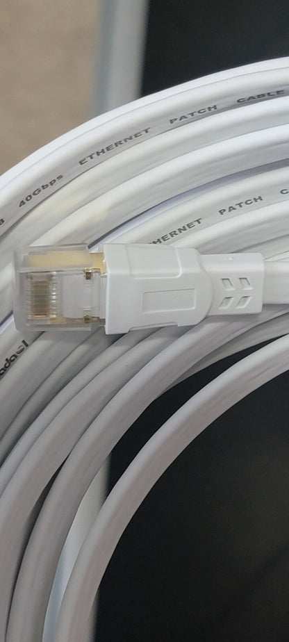Ethernet Cable Cat6 Flat 50 feet White with Cable Clips,jadaol Network Cat 6 New
