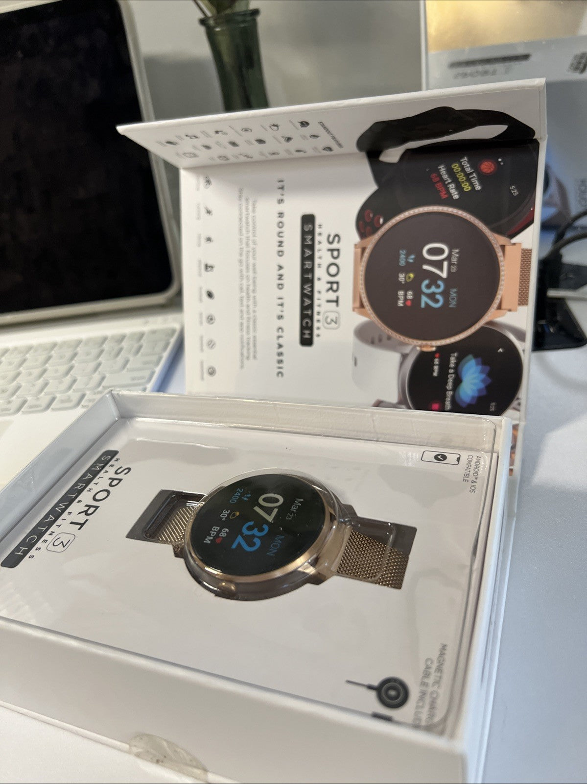 Itouch Sport 3 Smart Watch & Fitness Tracker, Women & Men, (43mm), Rosegold  New
