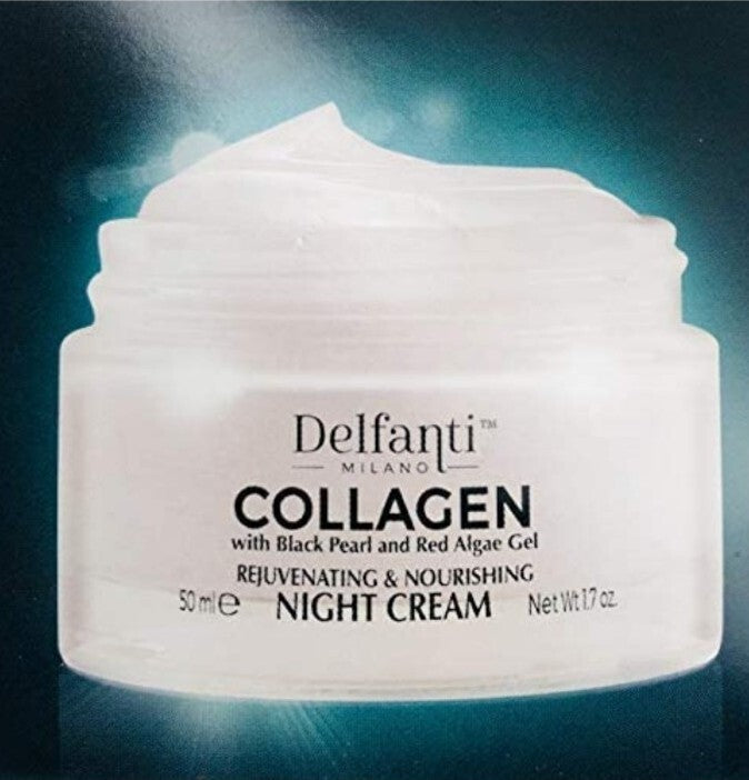 Delfanti Milano Collagen Night Cream with Black Pearl & Red Algae Gel 1.7 oz
