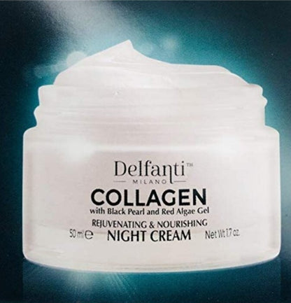 Delfanti Milano Collagen Night Cream with Black Pearl & Red Algae Gel 1.7 oz
