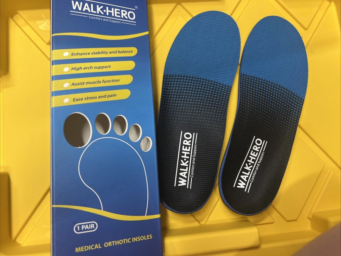Walk Hero Plantar Fasciitis Feet Insoles Supports Orthotic Size See Description