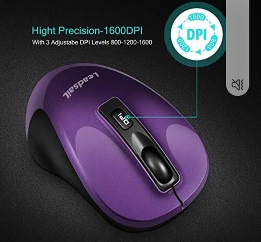 LeadsaiL Wireless Computer Mouse 2.4G Portable Slim Cordless Mouse Less Noise f