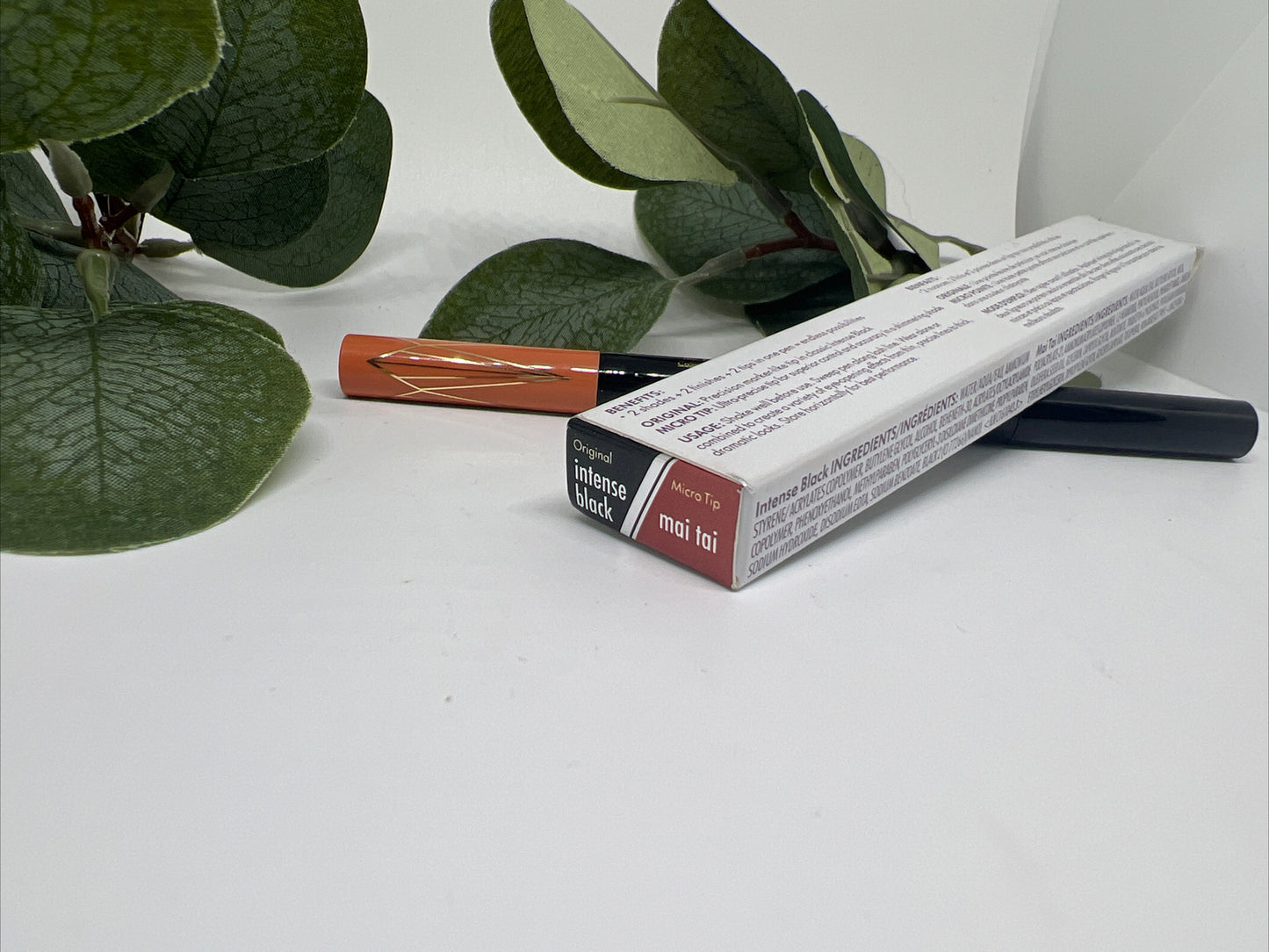 Stila Stay Dual-Ended Waterproof Liquid Eye Liner (intense black & Mai Tai) New