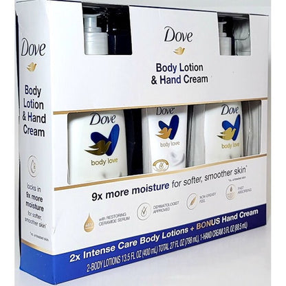 DOVE Body Lotion and Hand Cream 3 Pack Set 2x Body Lotion Bonus Hand Cream NEW