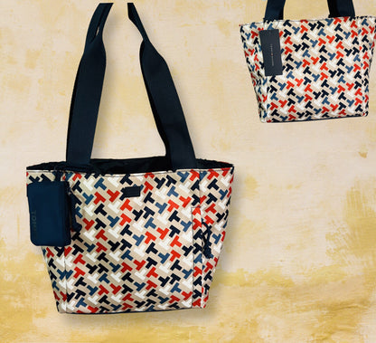 Tommy Hilfiger Handbag Tote with Pouch Multi Print Nylon SRP $138