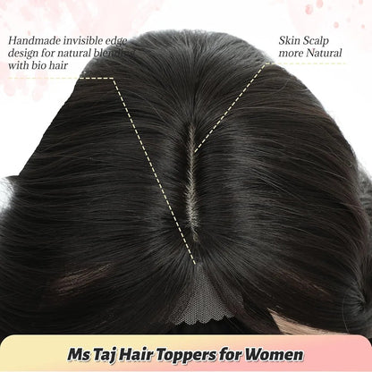 Ms Taj Hair Topper 12 Inch Hair Toppers for Women with Thinning Hair Black NEW