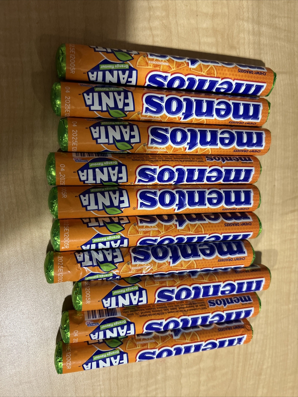 MENTOS FANTA ORANGE Flavor Chewy Dragees Candy Sweets 10-Pk (37.5g)