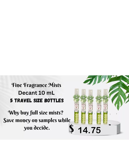 5 Mini fine mist Decants 10ml Gingham Fresh Travel Size/Sample/Party Favors