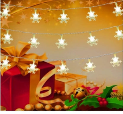 Christmas Decoration Lights, Snowflake Lights White 20ft 40 LED Battery Powered 