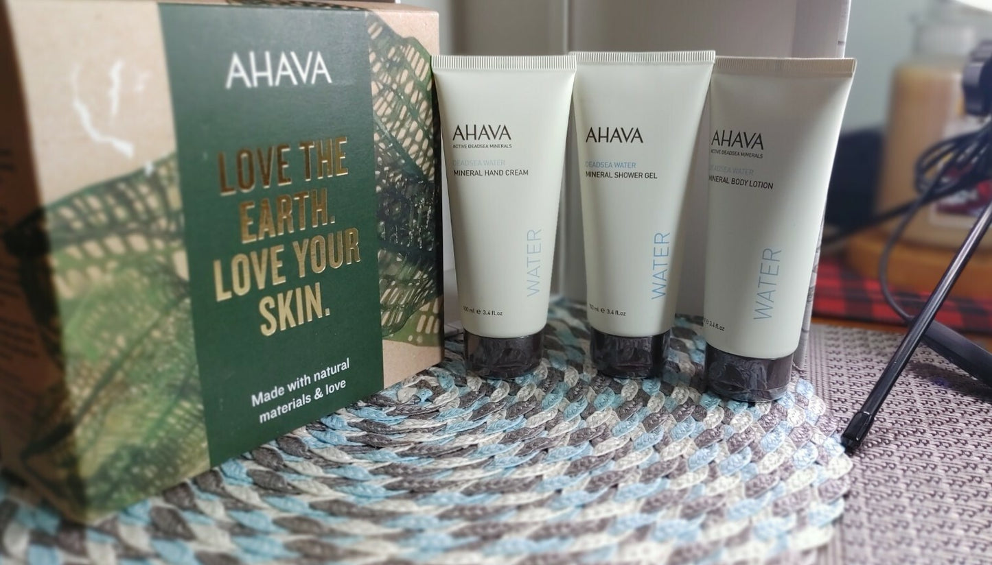 AHAVA Dead Sea Mineral Hand Cream Body Lotion Shower Gel Set Revitalize Skin 