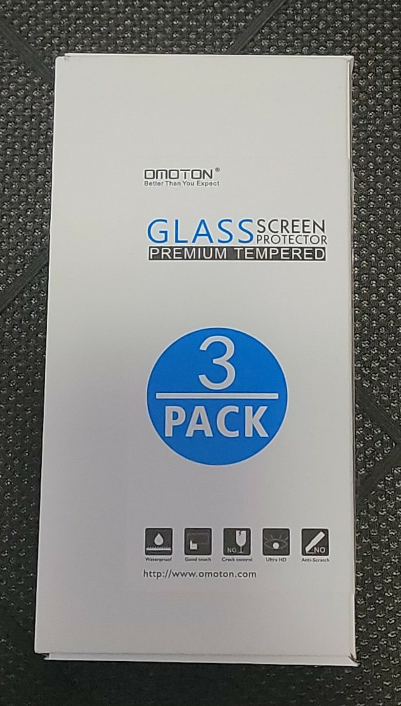 Omotion glass screen protector 3 pk NIB