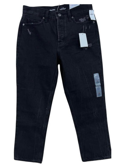 Old Navy Distressed Black Slouchy Straight High Rise Crop Jeans Size 4  NWT