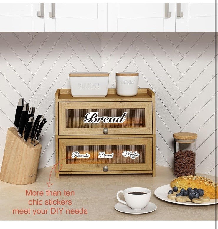 Large Bread Box for Kitchen Countertop, Black Bread Storage Container New in Box