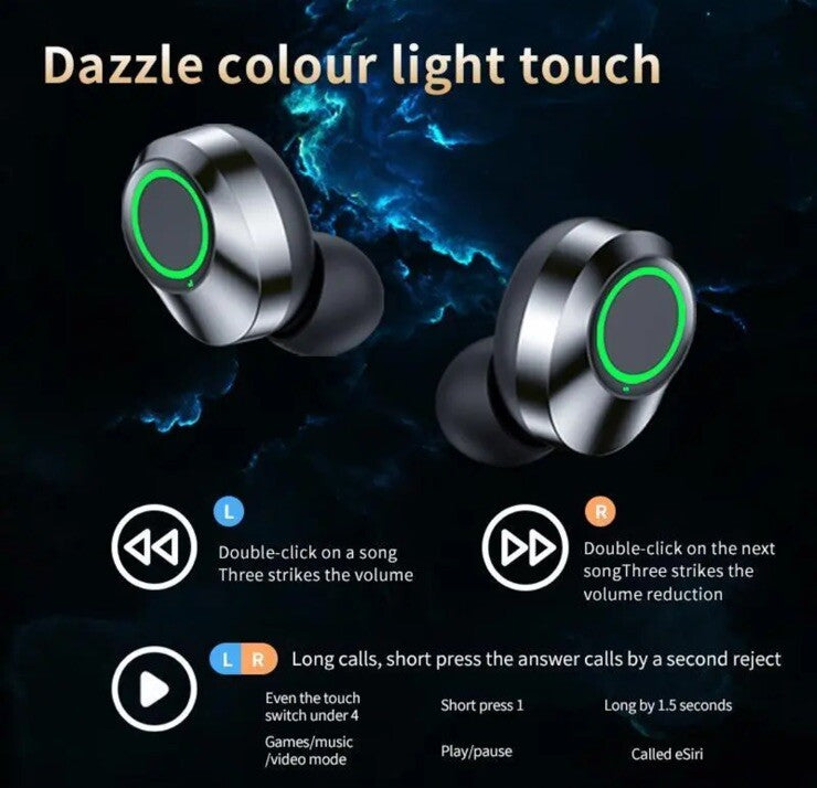 YD03 Wireless Bluetooth In Ear Headset Large Screen Smart Digital Display NIB