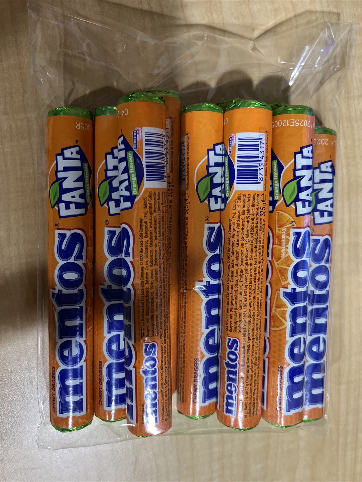 MENTOS FANTA ORANGE Flavor Chewy Dragees Candy Sweets 10-Pk (37.5g)