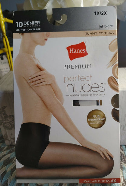 Hanes Women’s Stockings Black 1X/ 2X Tummy Control sheer plus