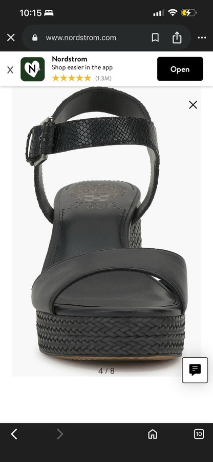 Vince Camuto Ranneli Black Two Tone Snake Leather Espadrille Sandals