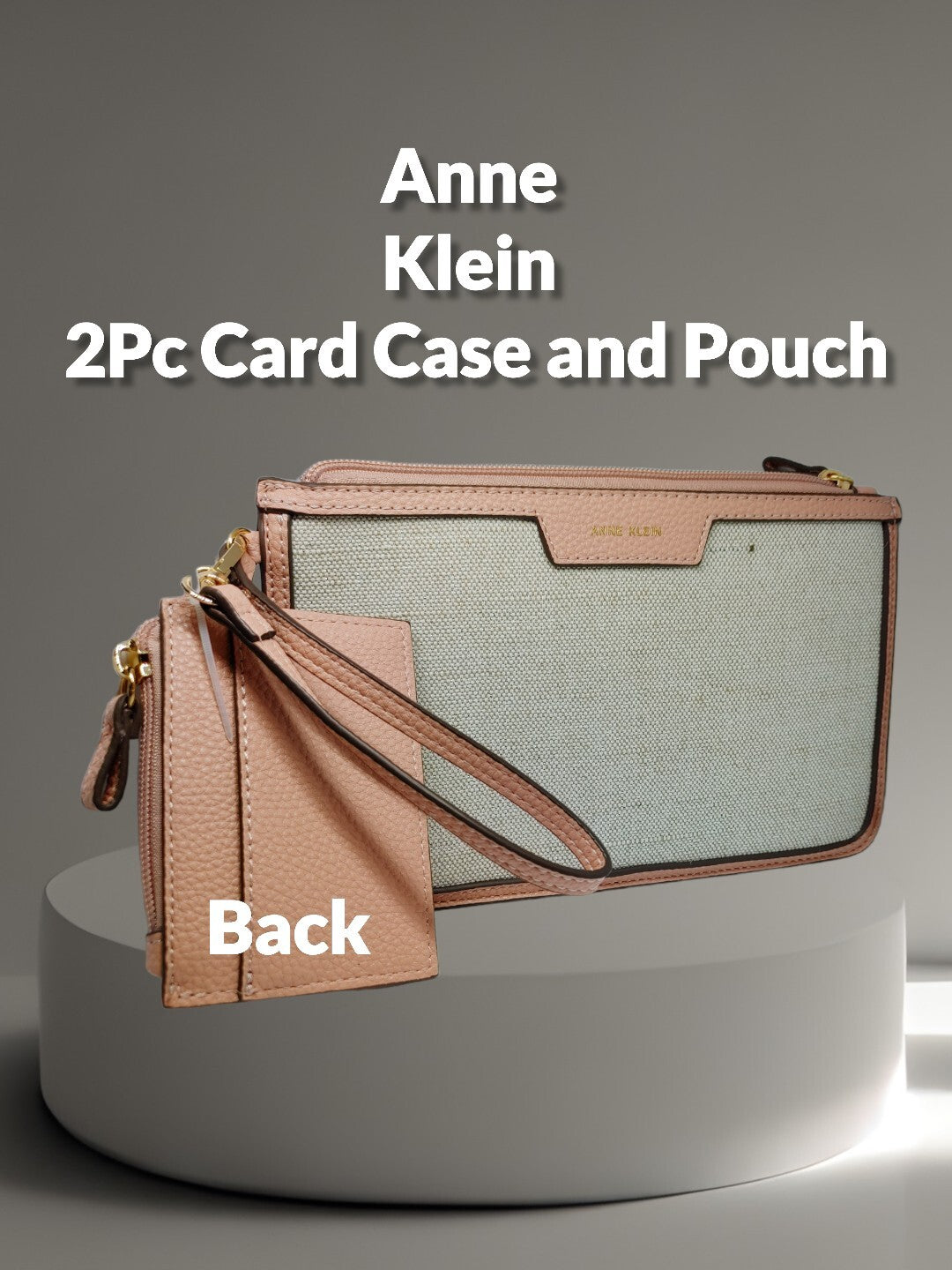 Anne Klein 2-pc Wristlet /Card Case with Pouch in Carnation Pink NWT