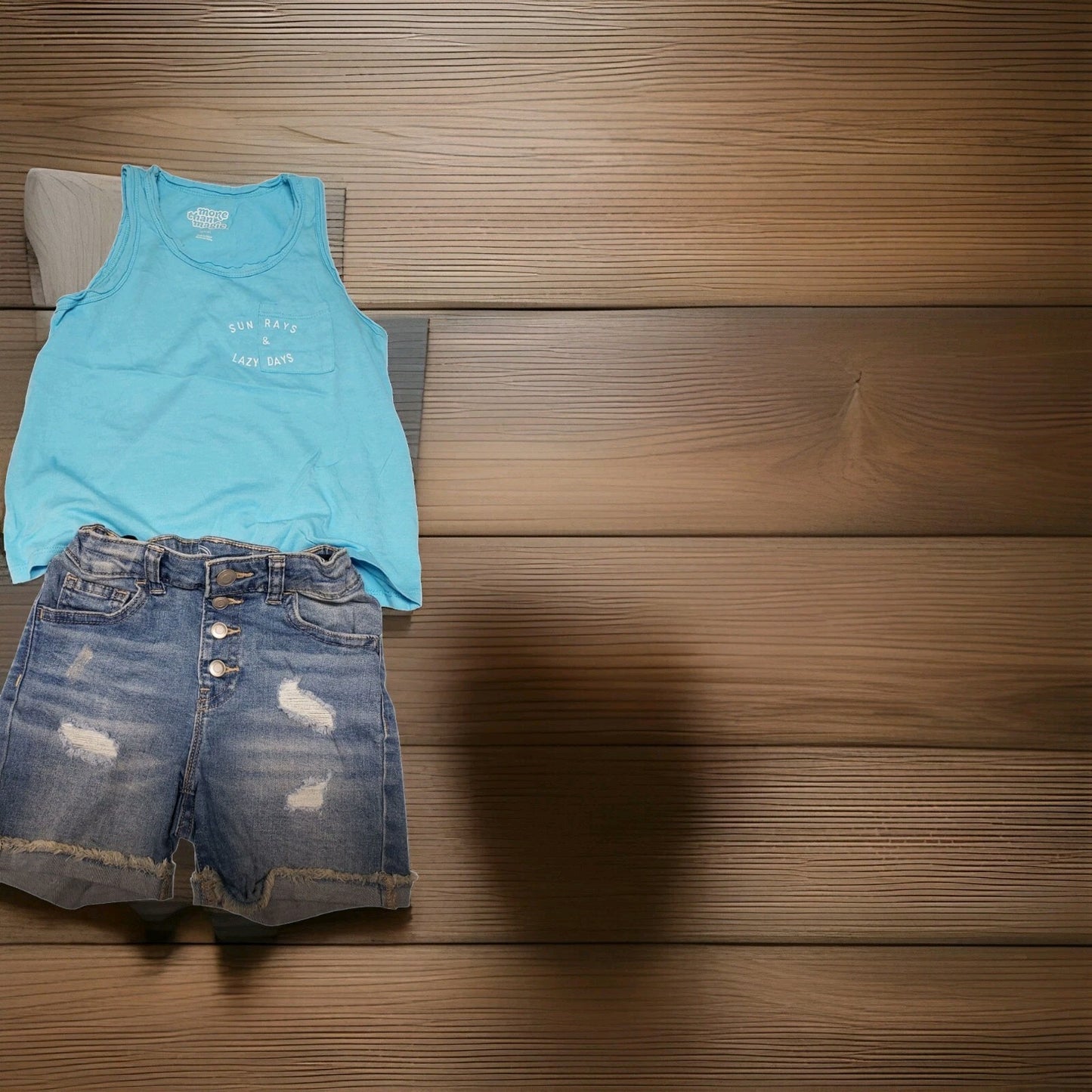 Wonder Nation Girl's Denim Blue Jean Shorts &Sleeveless tops Size 7/8