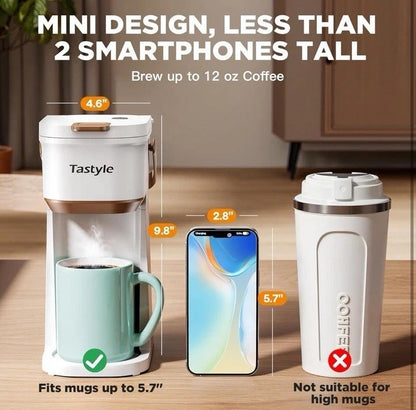 Single Serve One Cup Coffee Maker, for K Cups and Grounds, Mini Coffee Maker