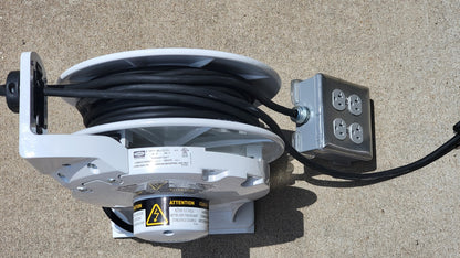 Hubbell HbLI45123 20 amp 250V White Industrial Reel With 4 Outlets