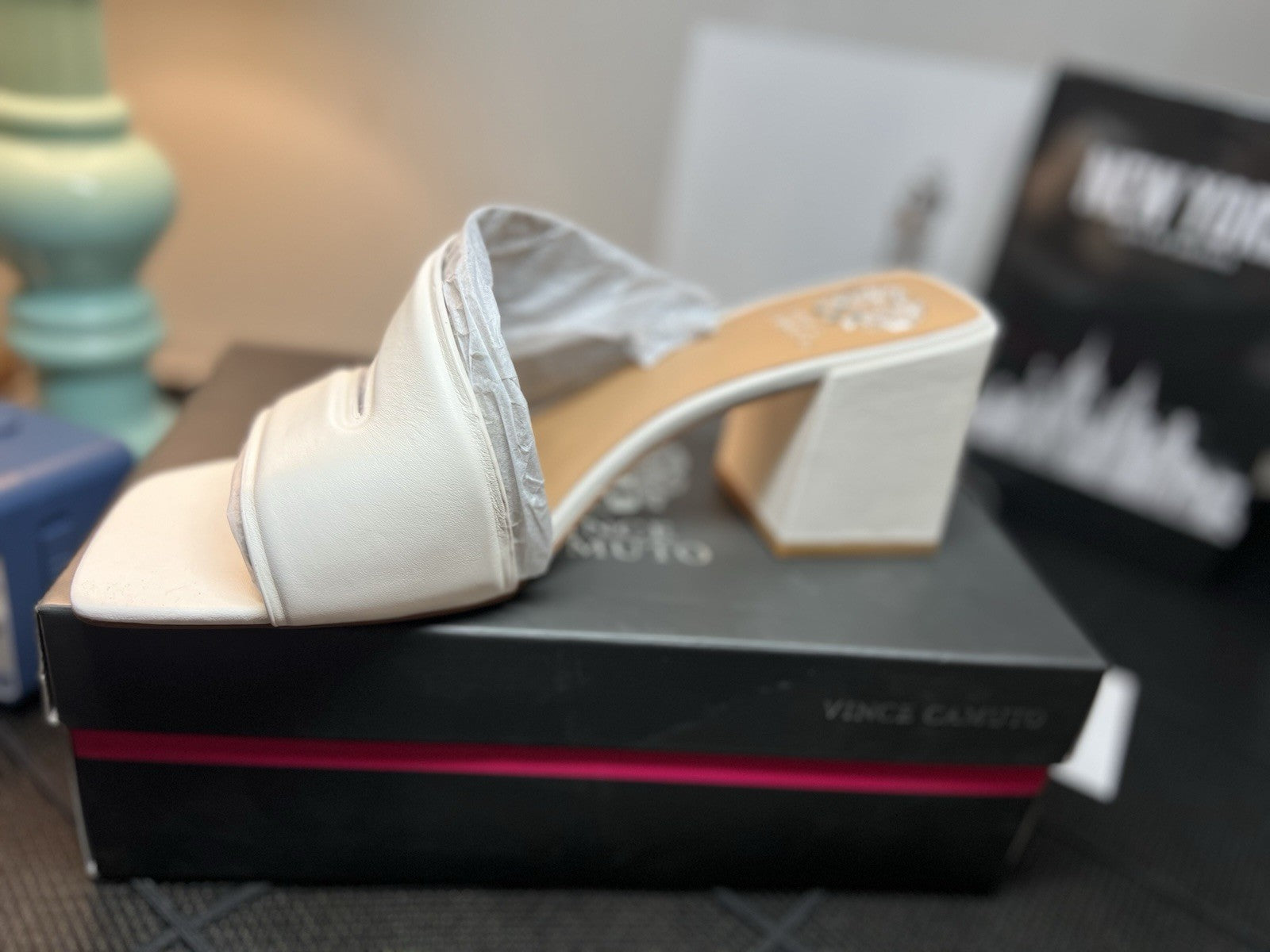 Vince Camuto Leather Strappy Mules Jinani Coconut Cream  Baby Sheep Size 12M