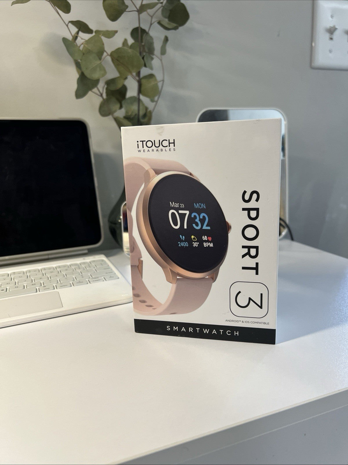 iTouch Sport 3 Smartwatch Fitness Tracker: Rose Gold Case Blush Strap (Openbox)