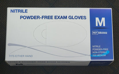 NITRILE 200 Count Box Blue Exam Gloves, Powder-Free, Medium. SB2502 