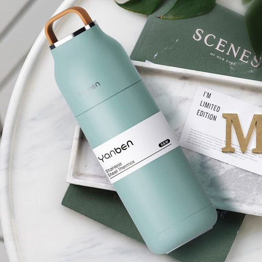 YanBen Stainless Steel Travel Thermos (12oz) Eco Friendly Thermos GREEN New