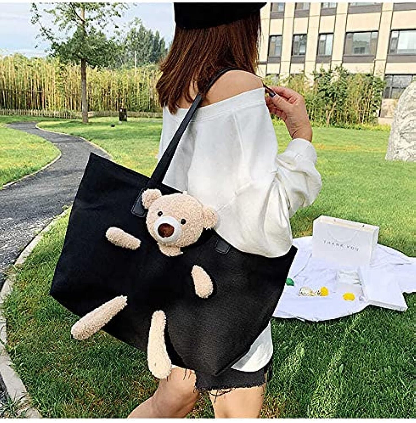Teddy Bear Tote Bag- Mommy Bag/ shoulder Bag /cute Weekender Bag For Teens