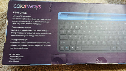 Colorways Wireless Mouse &Keyboard Set w/ Multi-Device stand Blue &black