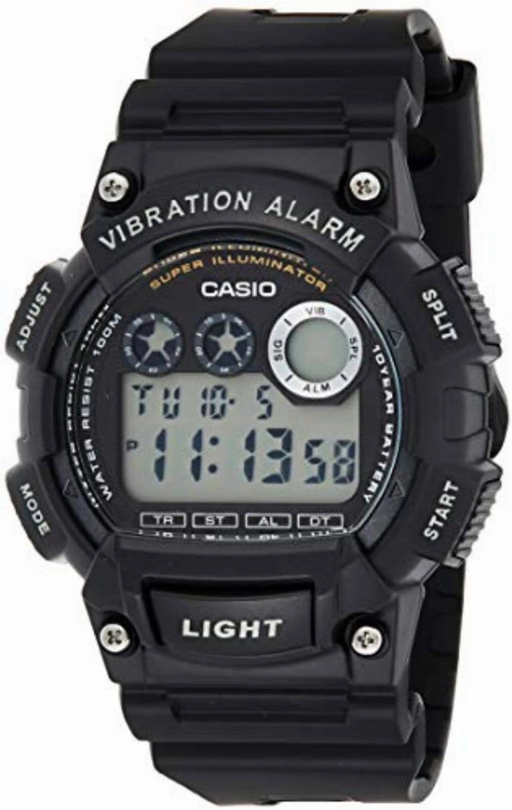 Casio W735H-1AV, Black, 100m Water Resistance /Resin Men Watch w/free Clear case