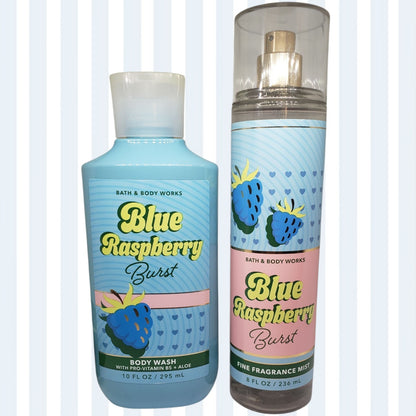 New Bath & Body Works Blue Raspberry Burst Fine Fragrance Body Mist & Body Wash 