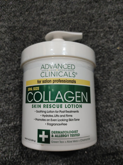 Advanced Clinicals Spa Size Collagen Skin Rescue Lotion 16 Oz (454g)