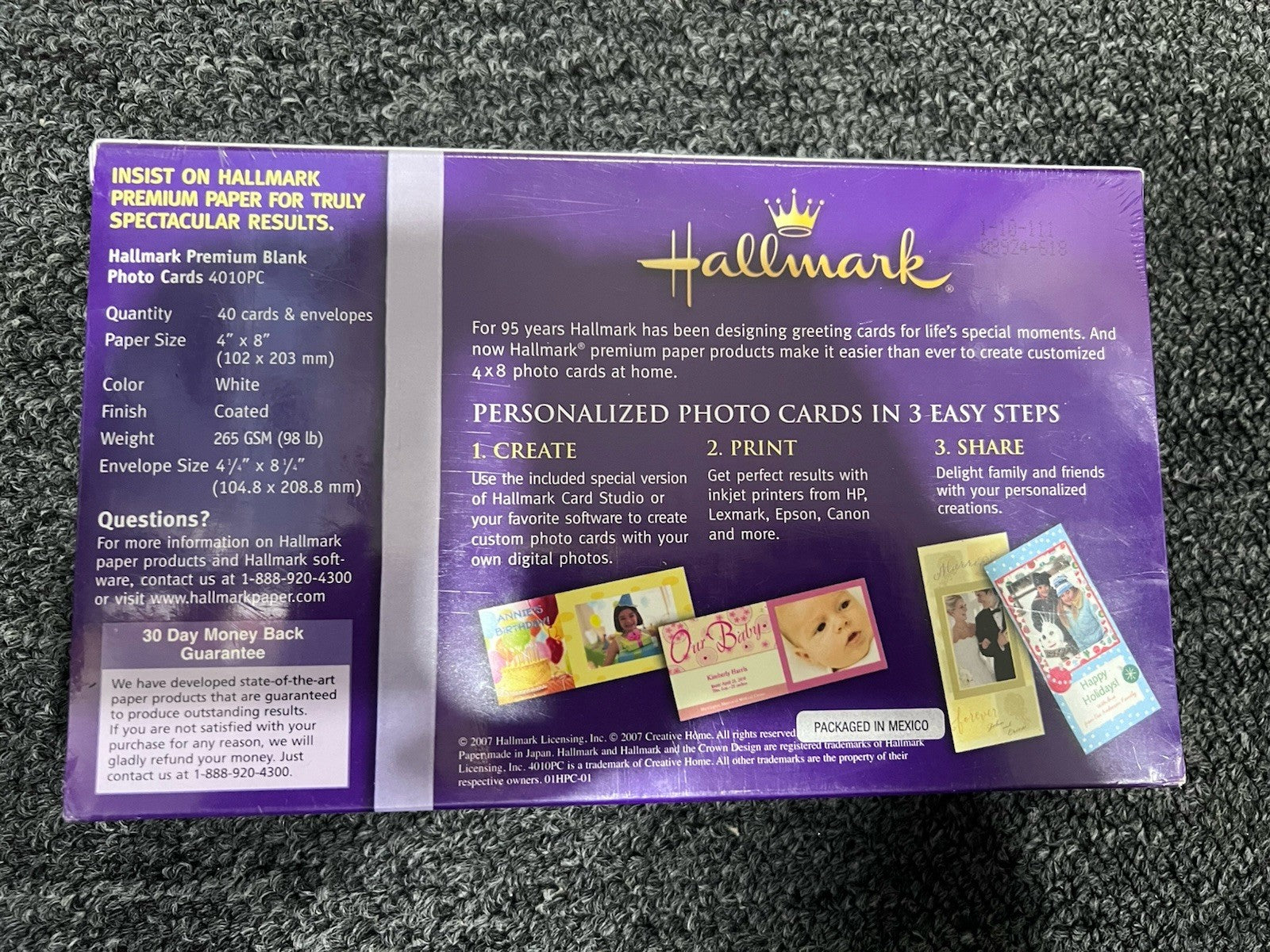 Hallmark Premium Blank 4x8 Photo Cards 40 pcs For Inkjet w/ Software New Sealed