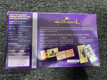 Hallmark Premium Blank 4x8 Photo Cards 40 pcs For Inkjet w/ Software New Sealed